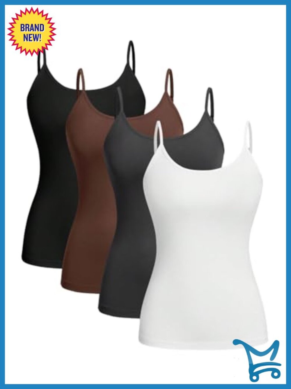 Plus Size Camisole 4 Pack Spaghetti Strap Tank Tops Adjustable Strap Fitted